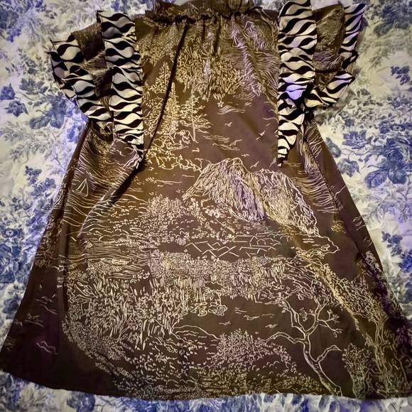 Entro Brown and Black Patterned boutique Blouse - Picture 6 of 6